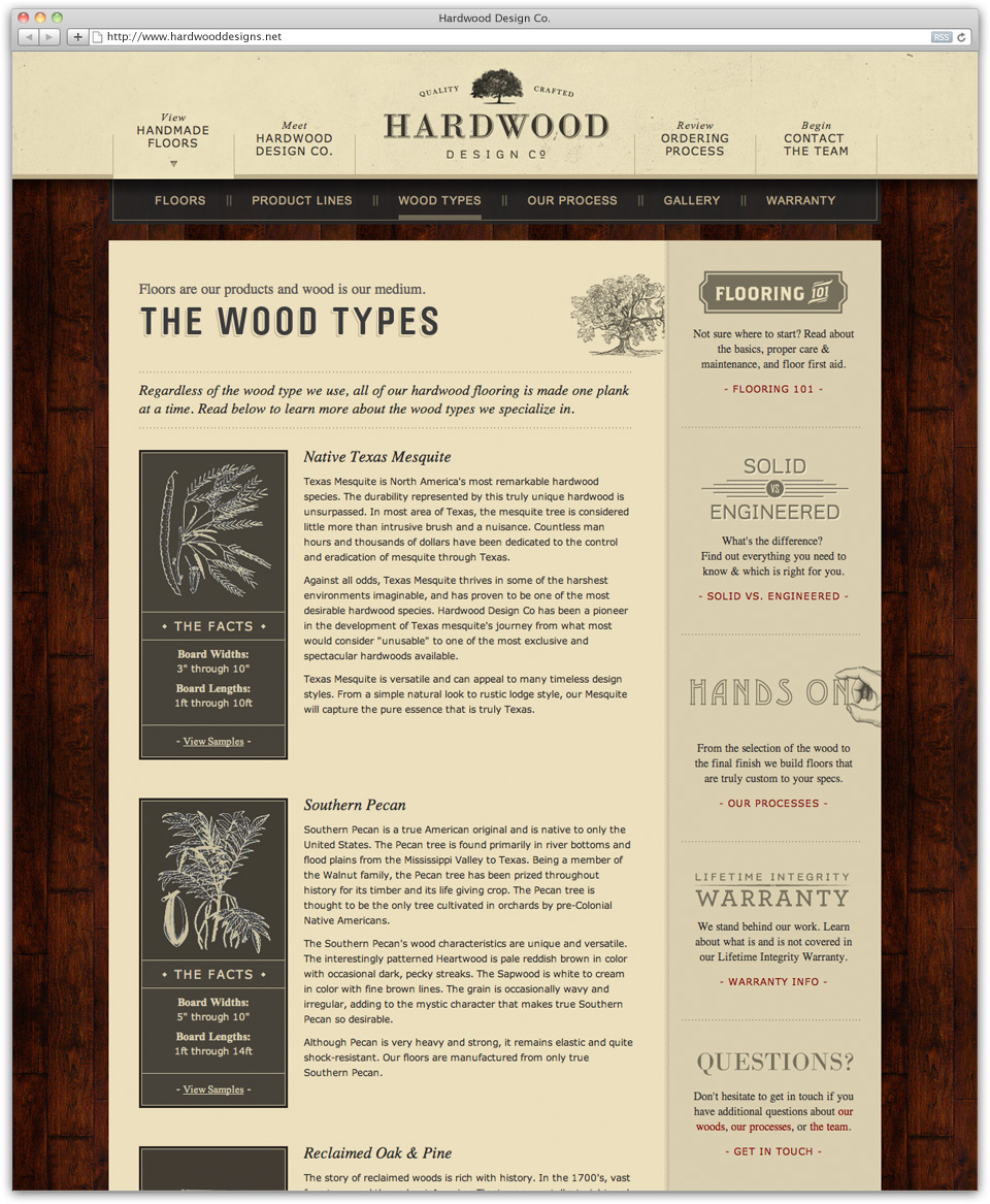 Hardwood Design Co. Website Design