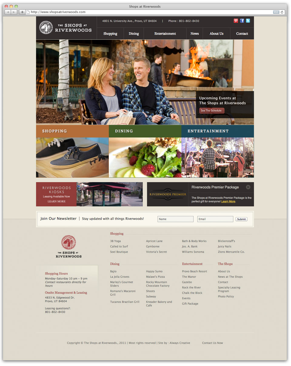 Shops at Riverwoods Responsive Website Design Samplen