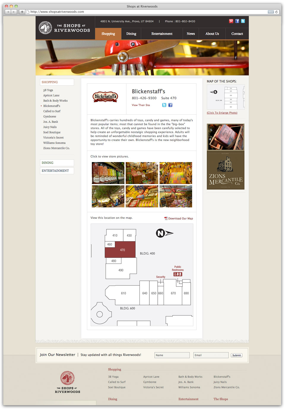 Shops at Riverwoods Responsive Website Design Samplen